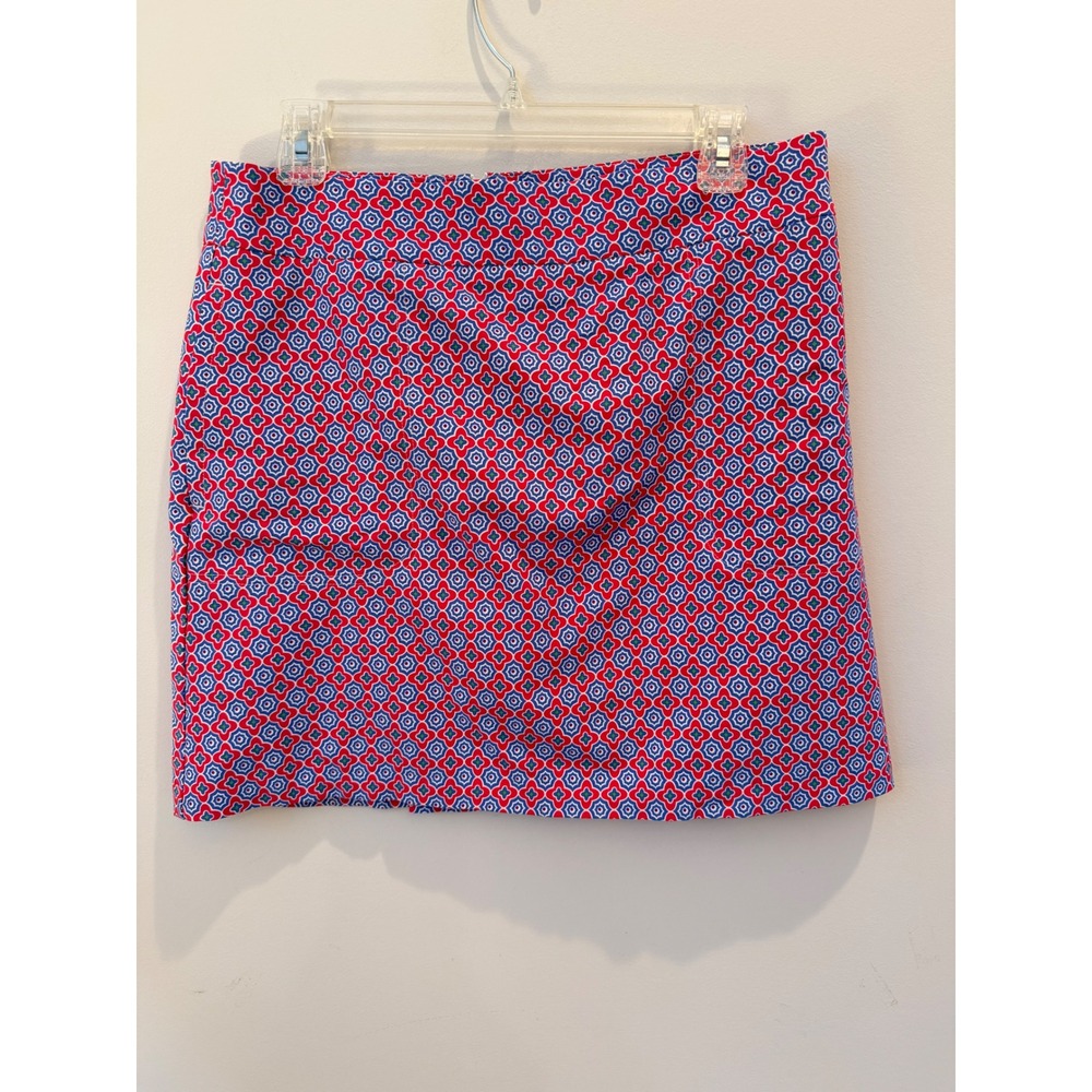 Peter Millar Element Wicking Golf Skort Red Blue Geometric Tile Print Size 6